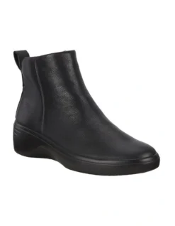 ECCO Soft 7 Wedge Side-Zip Boots In Black
